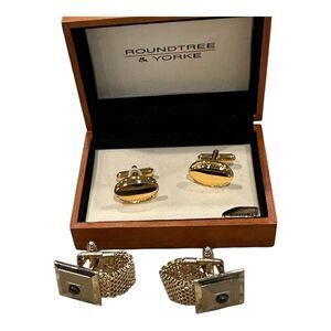 Roundtree & Yorke Gold Cuff Links Elegant Accessories